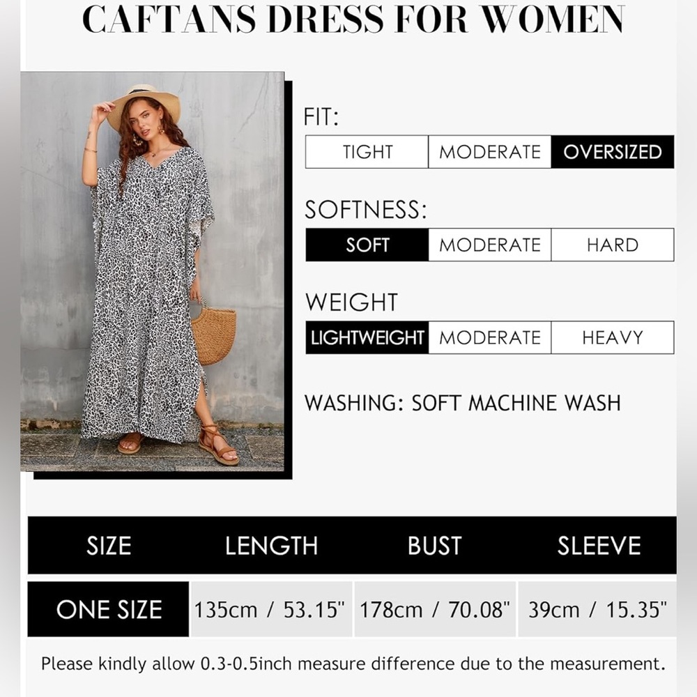 Woman’s LEOPARD PRINT  Kaftan Dress For Women 
Swimsuit Coverup *NEW* - Picture 3 of 7